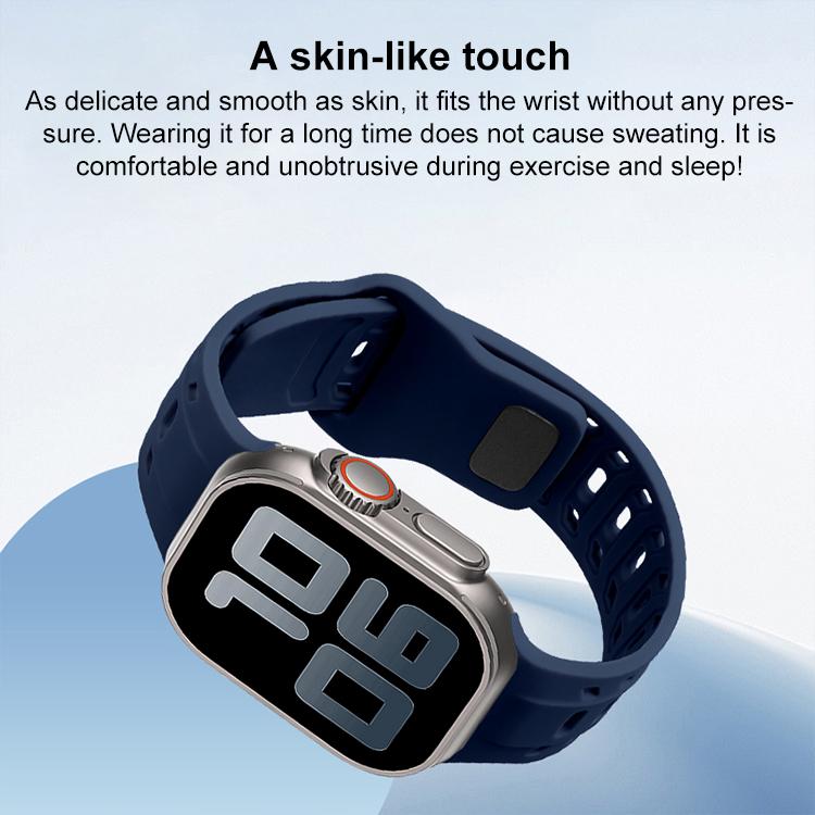 For Apple Watch 46mm / 49mm / 45mm / 44mm Shark Texture Holes Silicone Watch Band(Starlight)
