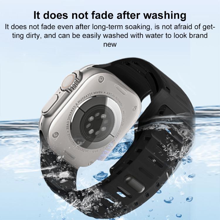 For Apple Watch 46mm / 49mm / 45mm / 44mm Shark Texture Holes Silicone Watch Band(White)