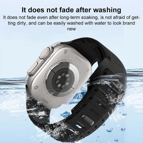 For Apple Watch 46mm / 49mm / 45mm / 44mm Shark Texture Holes Silicone Watch Band(Starry Lime)