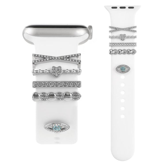 Smart Watch Band Decorative Ring Metal Accessories(Silver Heart Eyes)