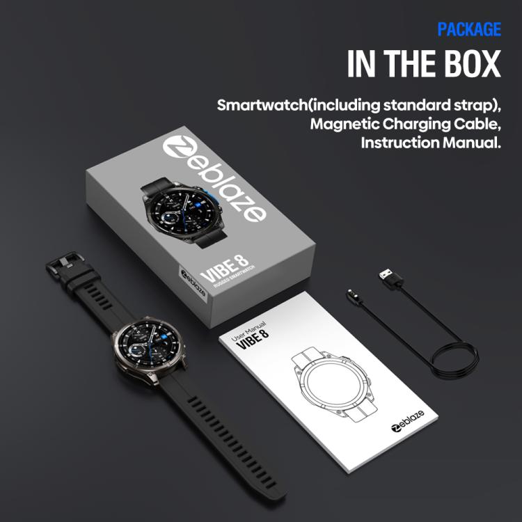 Zeblaze Vibe 8 Rugged Outdoor Smart Watch 1.43 inch Screen 5 ATM & IP69K Built-in Flashlight(Grey)