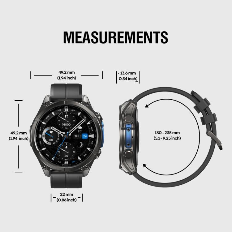 Zeblaze Vibe 8 Rugged Outdoor Smart Watch 1.43 inch Screen 5 ATM & IP69K Built-in Flashlight(Grey)