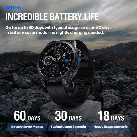 Zeblaze Vibe 8 Rugged Outdoor Smart Watch 1.43 inch Screen 5 ATM & IP69K Built-in Flashlight(Grey)