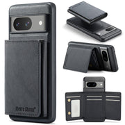 For Google Pixel 7a Fierre Shann 2 in 1 Holder RFID Card Slot Wallet MagSafe Phone Case(Black)