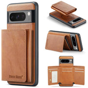 For Google Pixel 7 Pro Fierre Shann 2 in 1 Holder RFID Card Slot Wallet MagSafe Phone Case(Dark Brown)