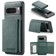 For Google Pixel 7 Pro Fierre Shann 2 in 1 Holder RFID Card Slot Wallet MagSafe Phone Case(Green)