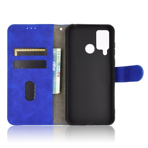 For DOOGEE N20 Pro Solid Color Skin Feel Magnetic Buckle Horizontal Flip Calf Texture PU Leather Case with Holder & Card Slots & Wallet(Blue)