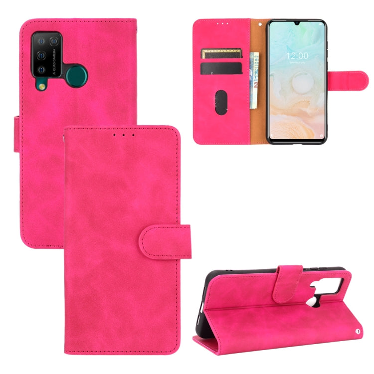 For DOOGEE N20 Pro Solid Color Skin Feel Magnetic Buckle Horizontal Flip Calf Texture PU Leather Case with Holder & Card Slots & Wallet(Rose Red)