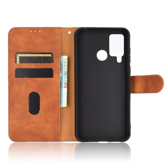 For DOOGEE N20 Pro Solid Color Skin Feel Magnetic Buckle Horizontal Flip Calf Texture PU Leather Case with Holder & Card Slots & Wallet(Brown)