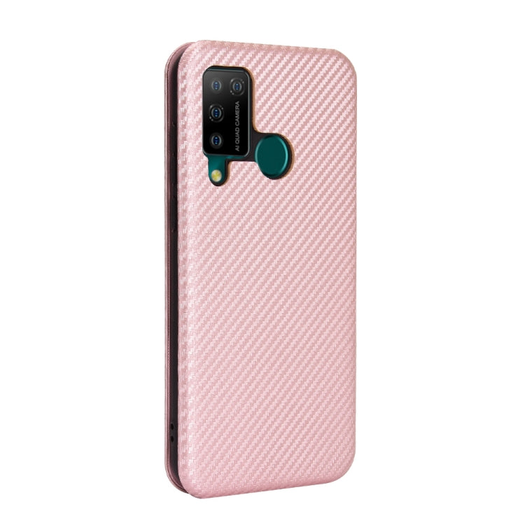 For DOOGEE N20 Pro Carbon Fiber Texture Horizontal Flip TPU + PC + PU Leather Case with Card Slot(Pink)