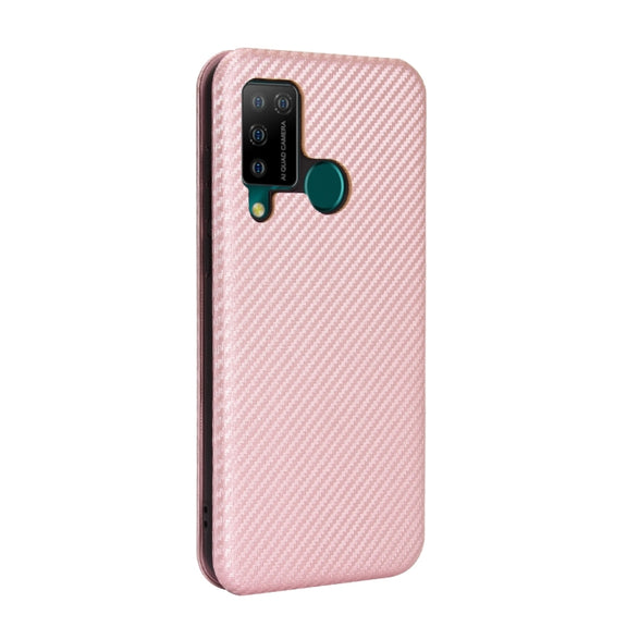 For DOOGEE N20 Pro Carbon Fiber Texture Horizontal Flip TPU + PC + PU Leather Case with Card Slot(Pink)