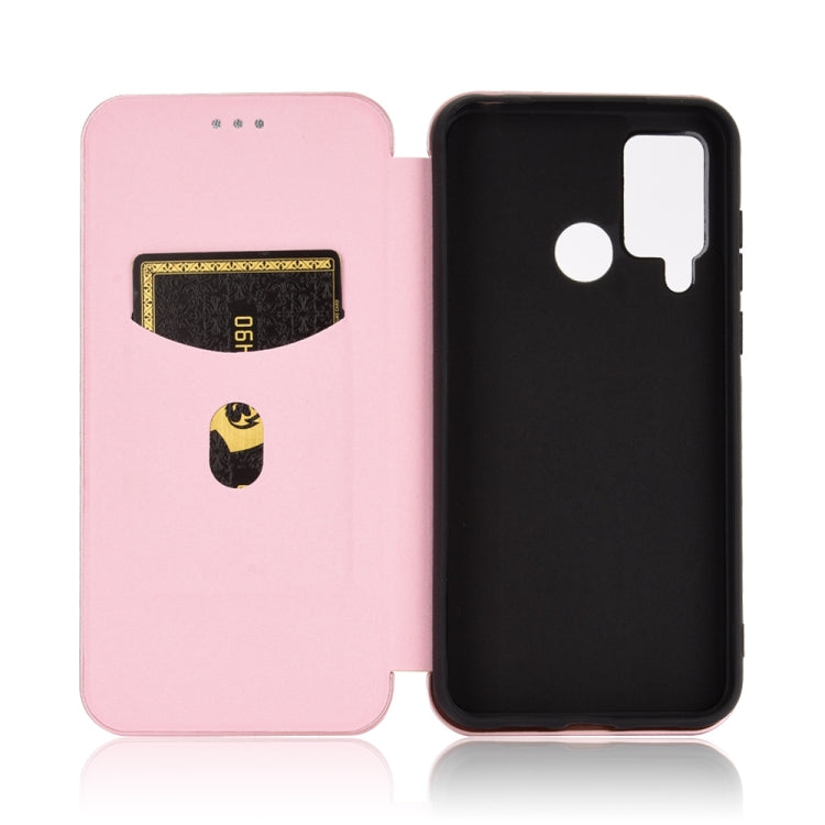 For DOOGEE N20 Pro Carbon Fiber Texture Horizontal Flip TPU + PC + PU Leather Case with Card Slot(Pink)