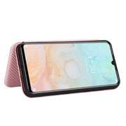 For DOOGEE N20 Pro Carbon Fiber Texture Horizontal Flip TPU + PC + PU Leather Case with Card Slot(Pink)