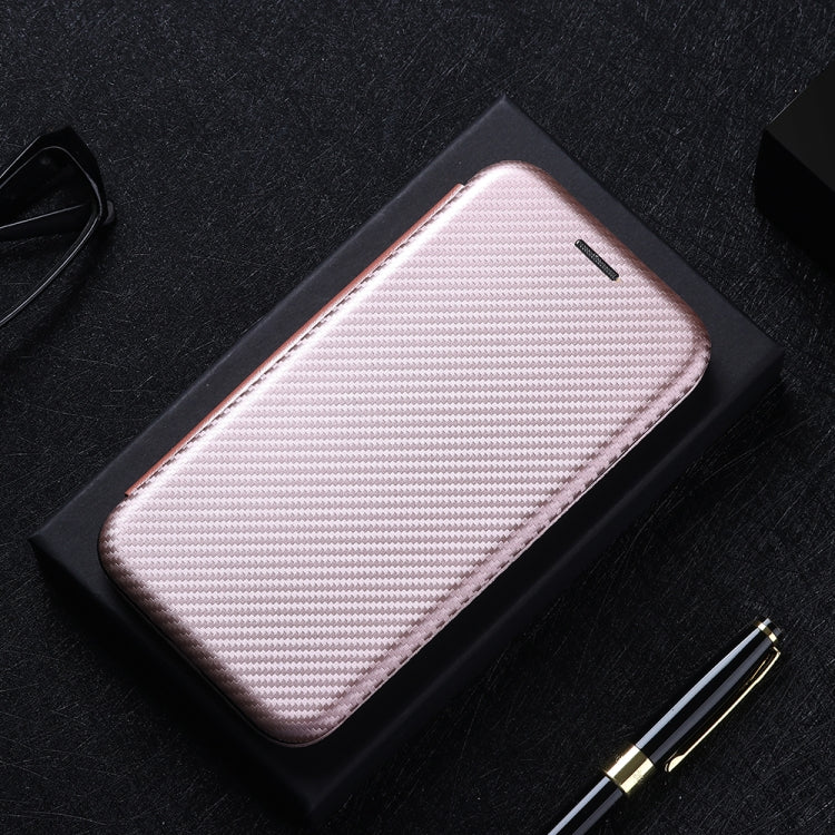 For DOOGEE N20 Pro Carbon Fiber Texture Horizontal Flip TPU + PC + PU Leather Case with Card Slot(Pink)