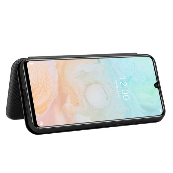 For DOOGEE N20 Pro Carbon Fiber Texture Horizontal Flip TPU + PC + PU Leather Case with Card Slot(Black)