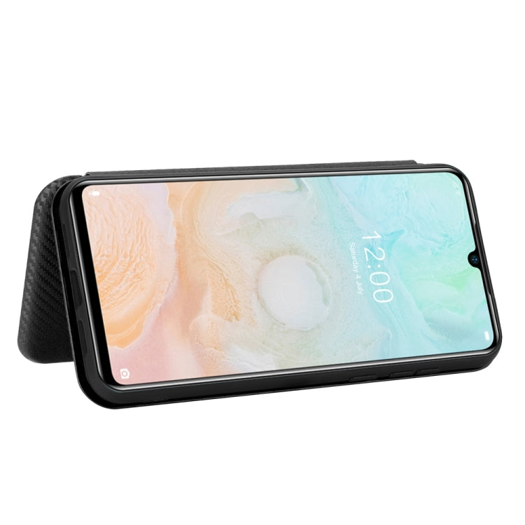 For DOOGEE N20 Pro Carbon Fiber Texture Horizontal Flip TPU + PC + PU Leather Case with Card Slot(Black)