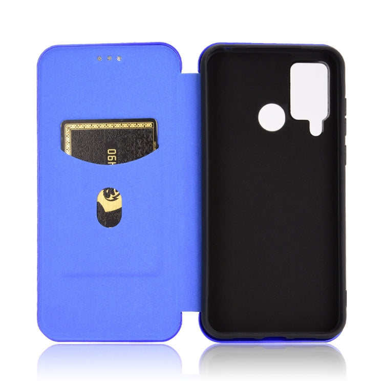 For DOOGEE N20 Pro Carbon Fiber Texture Horizontal Flip TPU + PC + PU Leather Case with Card Slot(Blue)