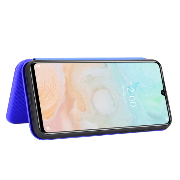 For DOOGEE N20 Pro Carbon Fiber Texture Horizontal Flip TPU + PC + PU Leather Case with Card Slot(Blue)