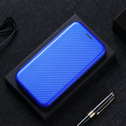 For DOOGEE N20 Pro Carbon Fiber Texture Horizontal Flip TPU + PC + PU Leather Case with Card Slot(Blue)