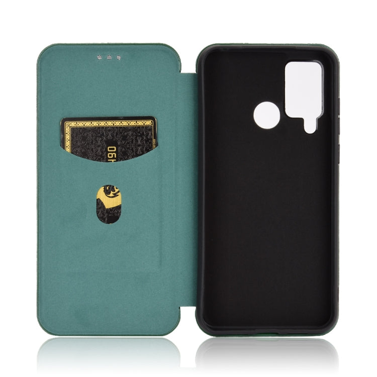 For DOOGEE N20 Pro Carbon Fiber Texture Horizontal Flip TPU + PC + PU Leather Case with Card Slot(Green)