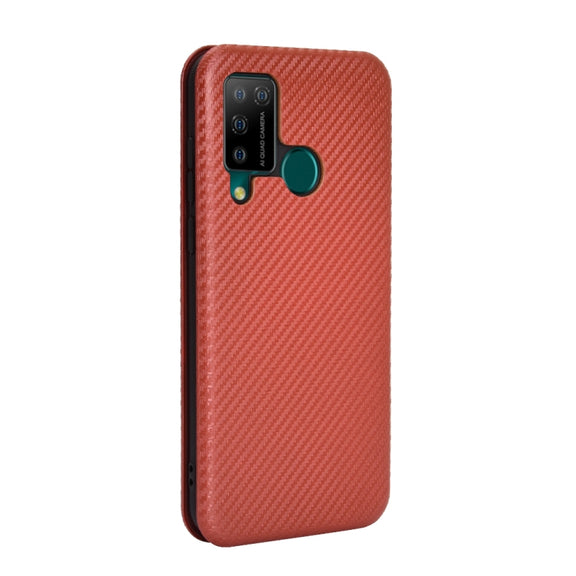 For DOOGEE N20 Pro Carbon Fiber Texture Horizontal Flip TPU + PC + PU Leather Case with Card Slot(Brown)