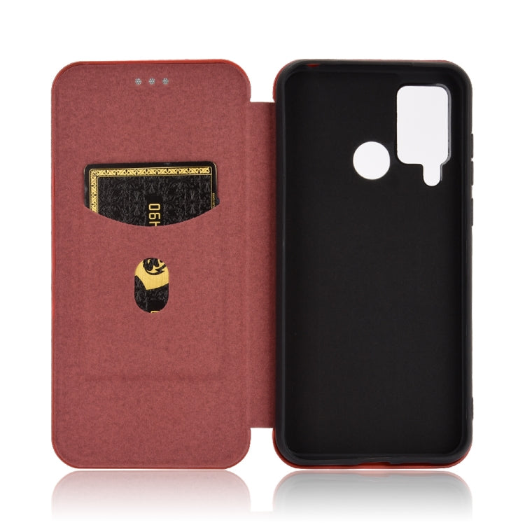 For DOOGEE N20 Pro Carbon Fiber Texture Horizontal Flip TPU + PC + PU Leather Case with Card Slot(Brown)