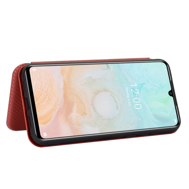 For DOOGEE N20 Pro Carbon Fiber Texture Horizontal Flip TPU + PC + PU Leather Case with Card Slot(Brown)