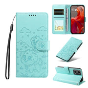 For Motorola Edge 50 Fusion 5G Embossed Heart Dog RFID Blocking Wallet Leather Phone Case(Green)