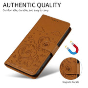 For Motorola Edge 50 Neo 5G Embossed Heart Dog RFID Blocking Wallet Leather Phone Case(Brown)