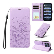 For Motorola Edge 60 Fusion 5G / 60 Pro Embossed Heart Dog RFID Blocking Wallet Leather Phone Case(Purple)