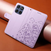 For Motorola Edge 60 Fusion 5G / 60 Pro Embossed Heart Dog RFID Blocking Wallet Leather Phone Case(Purple)