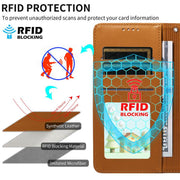For Motorola Moto G04 / G24 / E14 Embossed Heart Dog RFID Blocking Wallet Leather Phone Case(Brown)