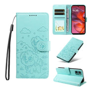 For Motorola Moto G05 / E15 Embossed Heart Dog RFID Blocking Wallet Leather Phone Case(Green)