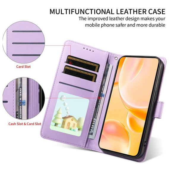 For Motorola Moto G05 / E15 Embossed Heart Dog RFID Blocking Wallet Leather Phone Case(Purple)
