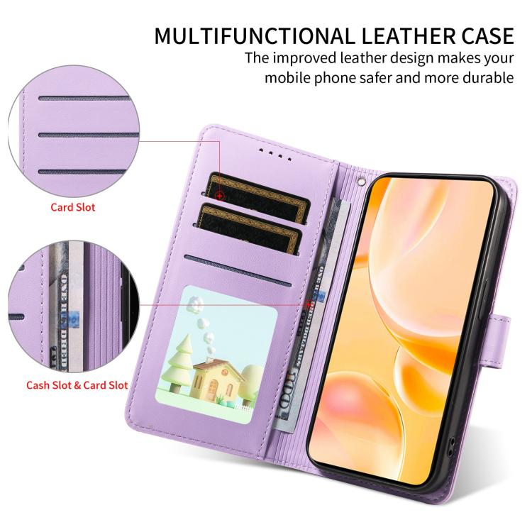For Motorola Moto G05 / E15 Embossed Heart Dog RFID Blocking Wallet Leather Phone Case(Purple)