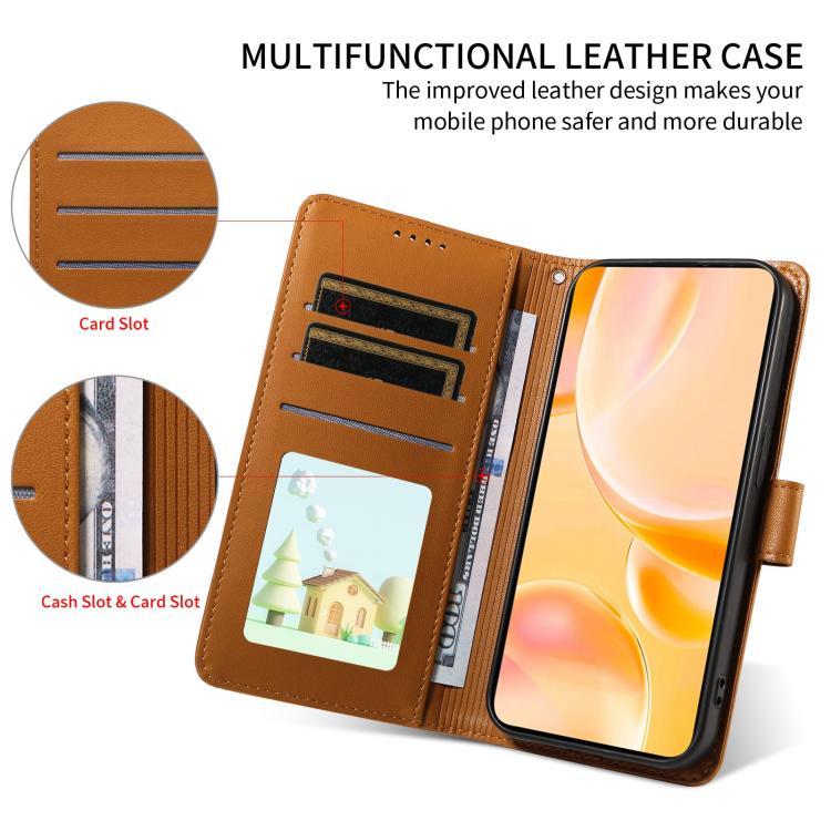 For Motorola Moto G05 / E15 Embossed Heart Dog RFID Blocking Wallet Leather Phone Case(Brown)