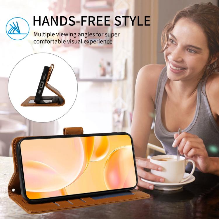 For Motorola Moto G05 / E15 Embossed Heart Dog RFID Blocking Wallet Leather Phone Case(Brown)