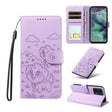 For Motorola Moto G35 5G Embossed Heart Dog RFID Blocking Wallet Leather Phone Case(Purple) - free shipping - PMC TechLife - Order now!