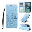 For Motorola Moto G35 5G Embossed Heart Dog RFID Blocking Wallet Leather Phone Case(Sky Blue) - free shipping - PMC TechLife - Order now!