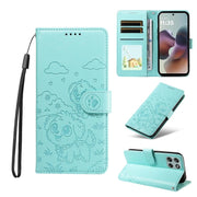 For Motorola Moto G56 5G / G66j Embossed Heart Dog RFID Blocking Wallet Leather Phone Case(Green)