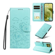 For Motorola Moto G86 5G Embossed Heart Dog RFID Blocking Wallet Leather Phone Case(Green)