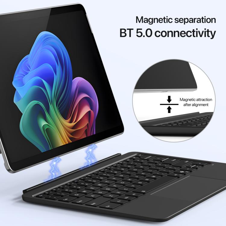 For MicroSoft Surface Pro 12 Backlight Tablet Bluetooth Keyboard with Touch Pad(Black)