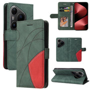 For Huawei Pura 80 Pro 5G Dual-color Splicing Flip Leather Phone Case(Green)