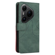For Huawei Pura 80 Pro 5G Dual-color Splicing Flip Leather Phone Case(Green)