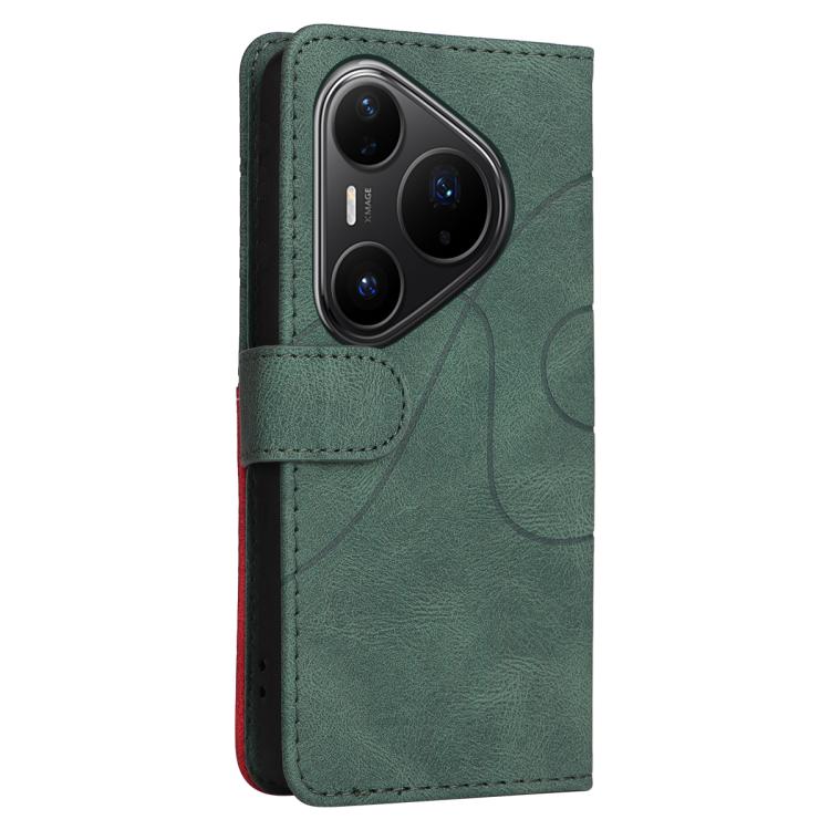 For Huawei Pura 80 Pro 5G Dual-color Splicing Flip Leather Phone Case(Green)