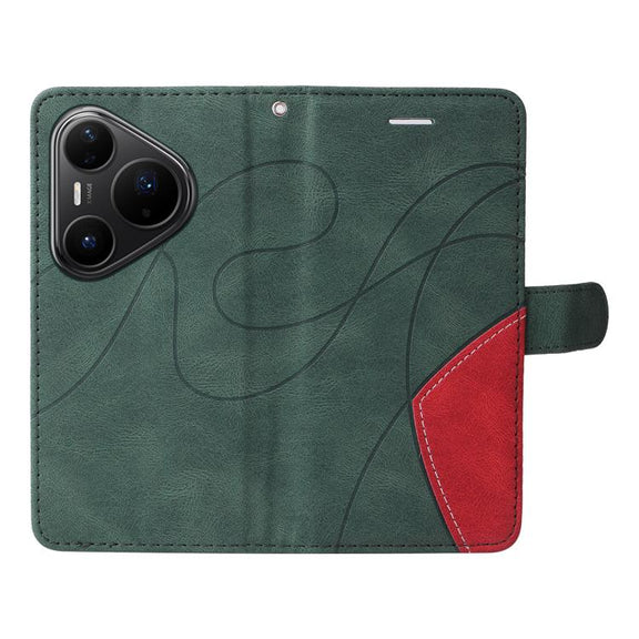 For Huawei Pura 80 Pro 5G Dual-color Splicing Flip Leather Phone Case(Green)