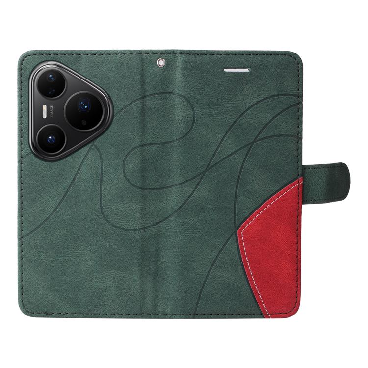 For Huawei Pura 80 Pro 5G Dual-color Splicing Flip Leather Phone Case(Green)