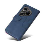 For Huawei Pura 80 Ultra 5G Dual-color Splicing Flip Leather Phone Case(Blue)