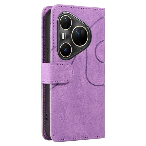 For Huawei Pura 80 Ultra 5G Dual-color Splicing Flip Leather Phone Case(Purple)