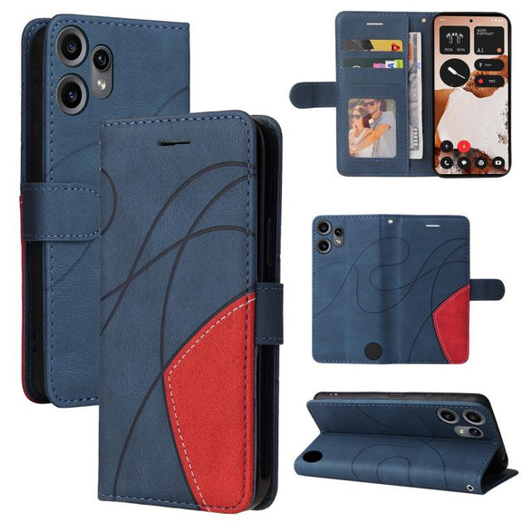 For Nothing CMF Phone 2 Pro Dual-color Splicing Flip Leather Phone Case(Blue)